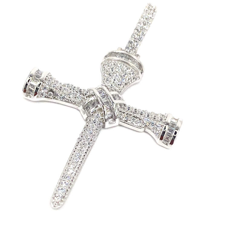 Women’s 925 Silver Cross Pendant - CZ Set Medium