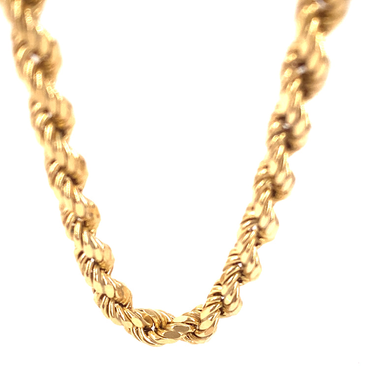 Men’s 9ct Yellow Gold Hollow Rope Chain - 16.5g 22”