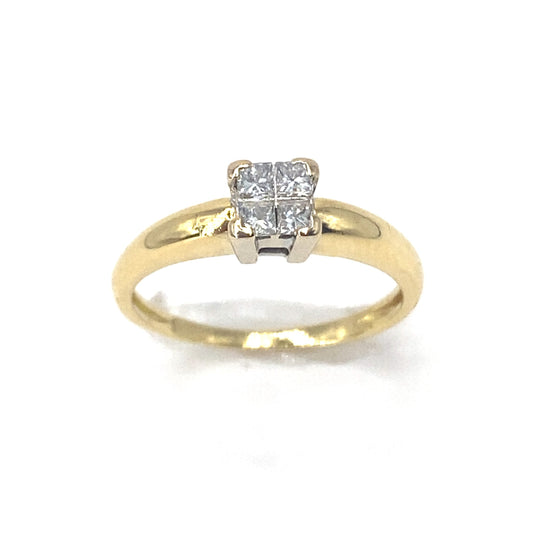 Women’s 18ct Yellow Gold Princess Diamond Cluster Ring- 0.20ct