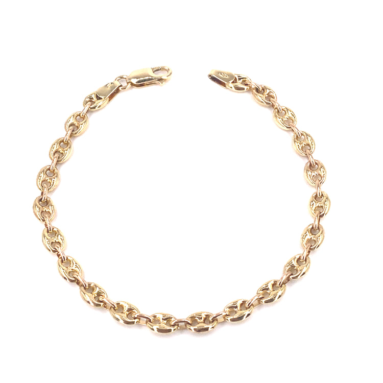 Women’s 9ct Yellow Gold Hollow Anchor Link Braclet - 4.8g 7.5”