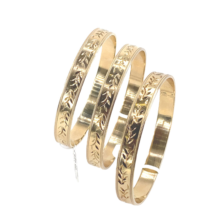 Women’s 9ct Yellow Gold Engraved Single  Bangle