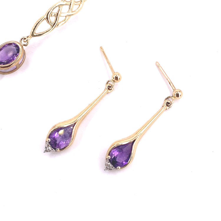 Women’s 9ct Yellow Gold Amethyst Bracelet and Earring Set