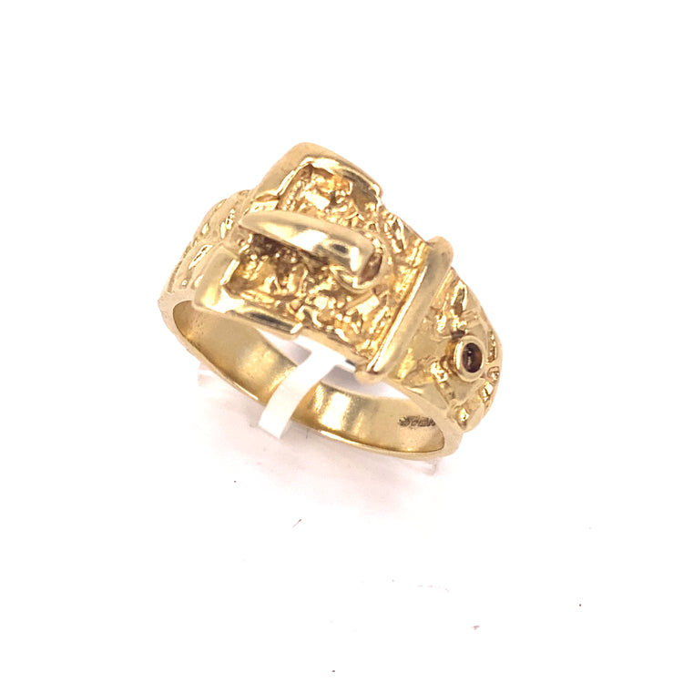 Men’s 9ct Yellow Gold Buckle Ring - 7.2g Size V