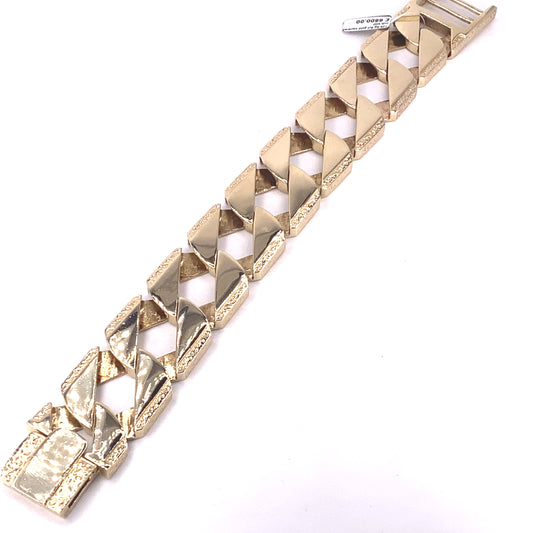 Men’s 9ct Yellow Gold XL Square Curb Bracelet - 129g