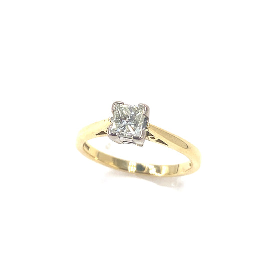 Women’s 18ct Yellow Gold Natural Princess Diamond Solitaire Ring-0.50ct