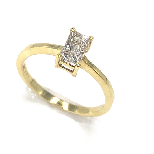 Women’s 18ct Yellow Gold 0.30ct Princess Cut Diamond Cluster Ring