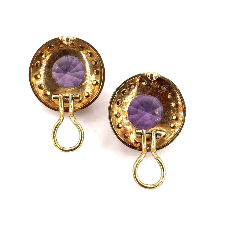 Women’s 9ct Yellow Gold Amethyst Pearl Clip On Earrings - 10g