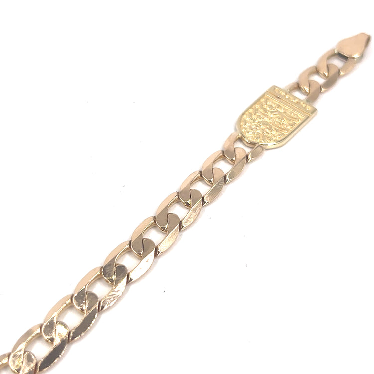 Men’s 9ct Yellow Gold 3 Lions Curb Bracelet - 13g