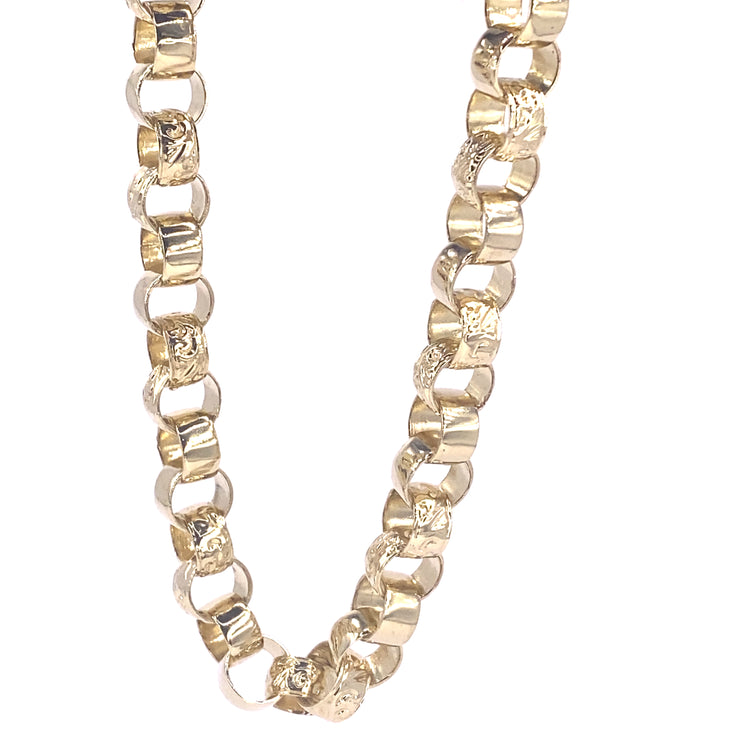 Men’s 9ct Yellow Gold Belcher Chain - 22” 82.9g