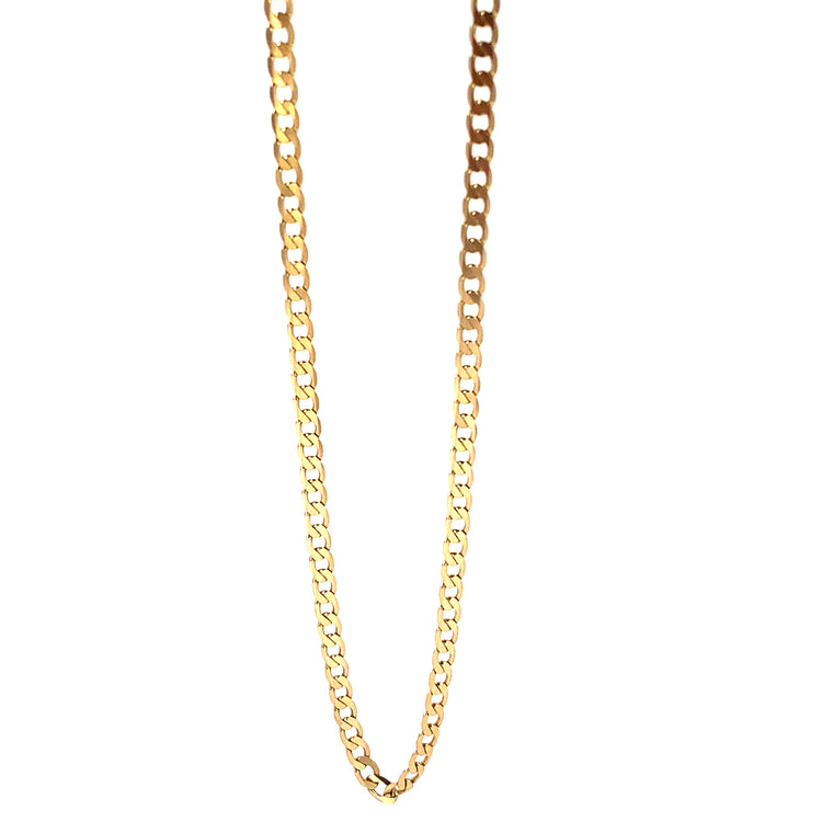 Unisex 9ct Yellow Gold Curb Chain- 9.4g 30”