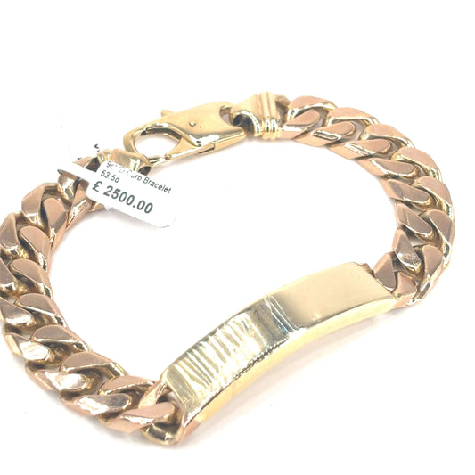 Men’s 9ct Yellow Gold ID bracelet- 53.5g 9”
