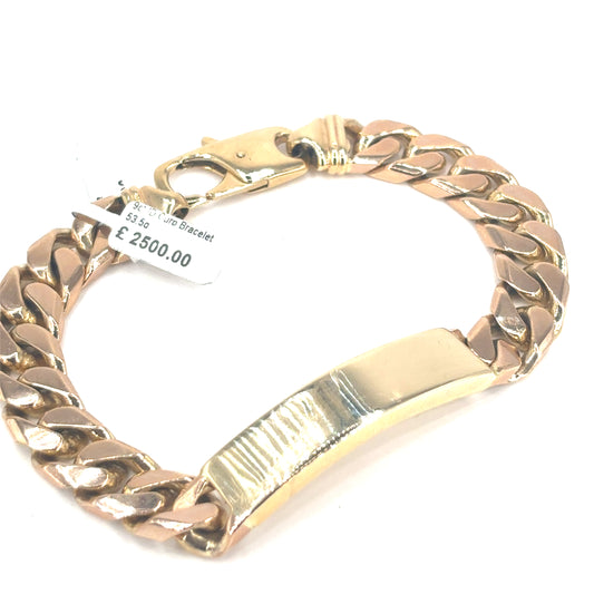 Men’s 9ct Yellow Gold ID bracelet- 53.5g 9”