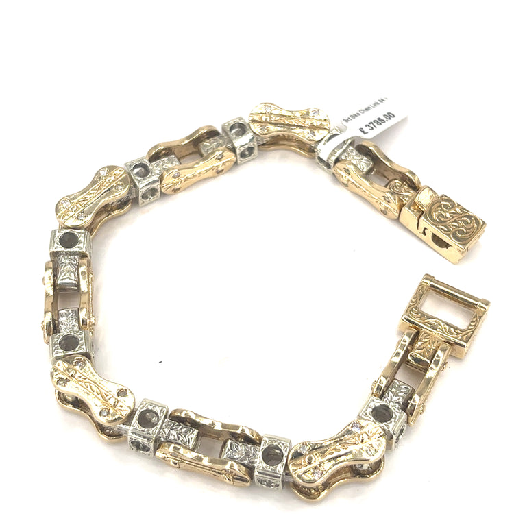 Men’s 9ct Yellow Gold Bike Link Bracelet - 84g 10”