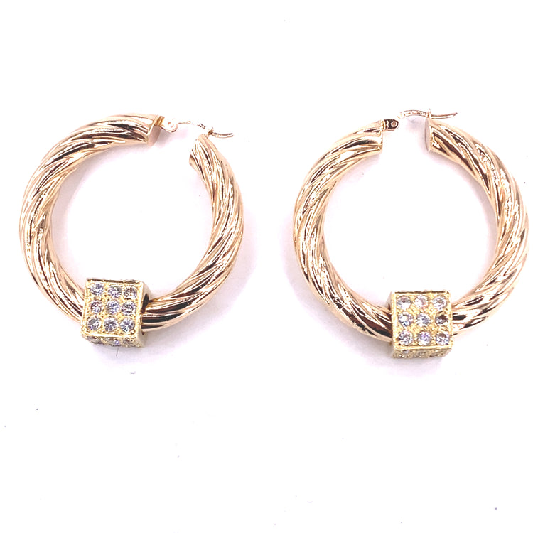 Women’s 9ct Yellow Gold Dice Hoops - 12.6g