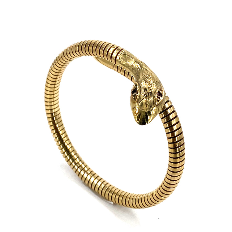 Women’s 9ct Yellow Gold Vintage Snake Bangle - 24.8g