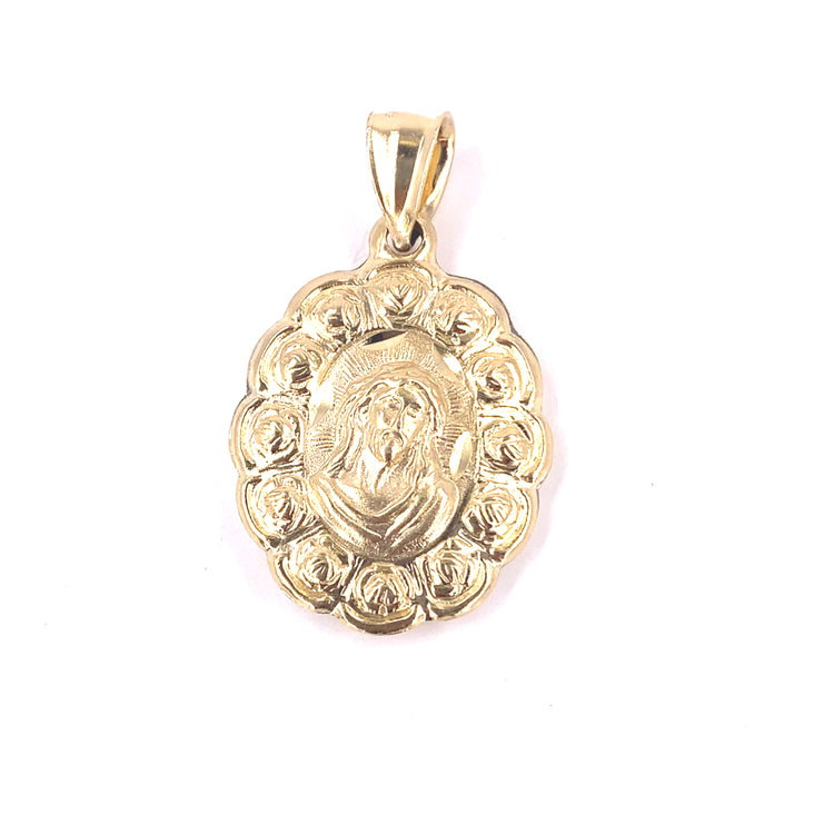 Unisex 9ct Yellow Gold Hollow Madonna Jesus Pendant - 3.5g