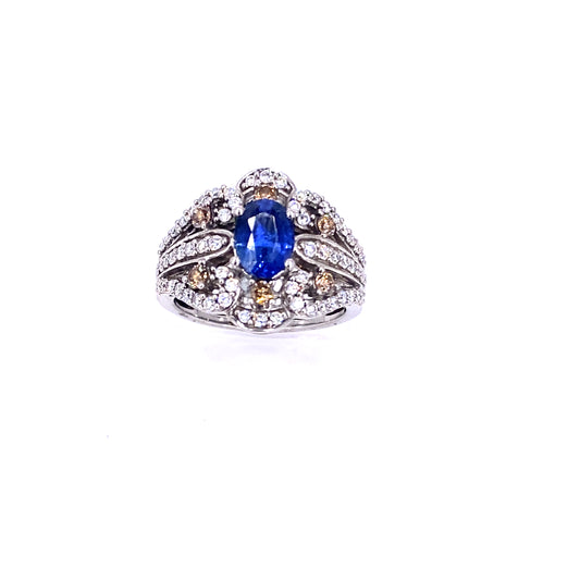 Women’s 18ct White Gold Diamond Designer Sapphire Ring