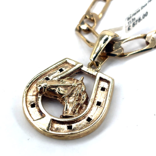 Women’s 9ct Yellow Gold Horse Shoe Pendant - 11.5g 2.5”
