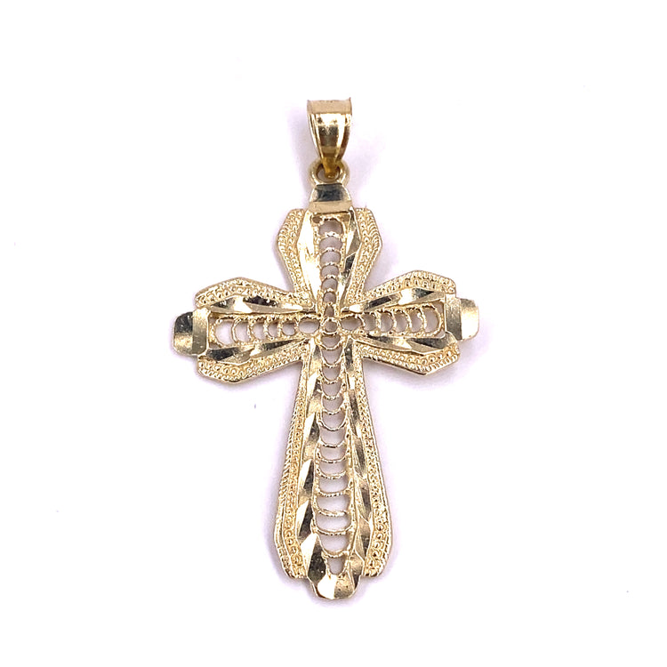 Unisex 9ct Yellow Gold Openwork Cross Pendant- 2.5g