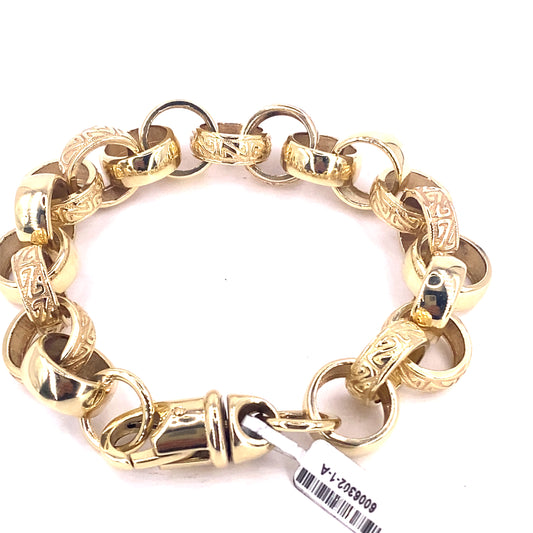 Men’s 9ct Yellow Gold Belcher Bracelet - 42.3G