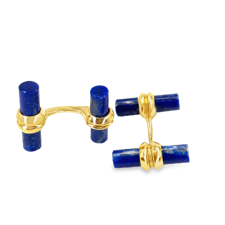 Men’s 18ct Yellow Gold Lapis Lazuli Cufflinks - 10.8g