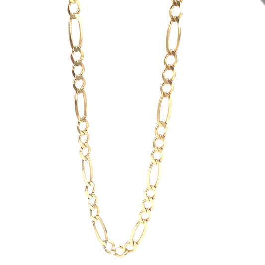 Unisex 9ct Yellow Gold Figaro Chain- 16.9g 24”