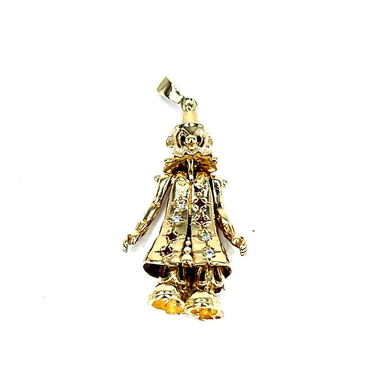 98ct Yellow Gold Articulated Clown Pendant with Red Rubies 7.6g - Hyman’s Jewellers