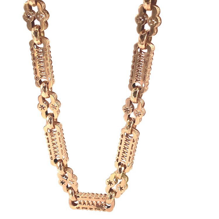 Unisex 9ct Rose Gold Star & Bar Chain -19”