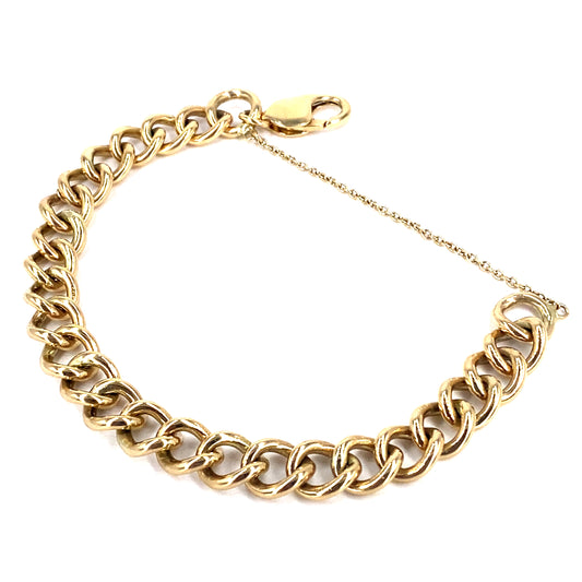 Women’s 9ct Yellow Gold Vintage Solid Albert Charm Bracelet - 37.5g