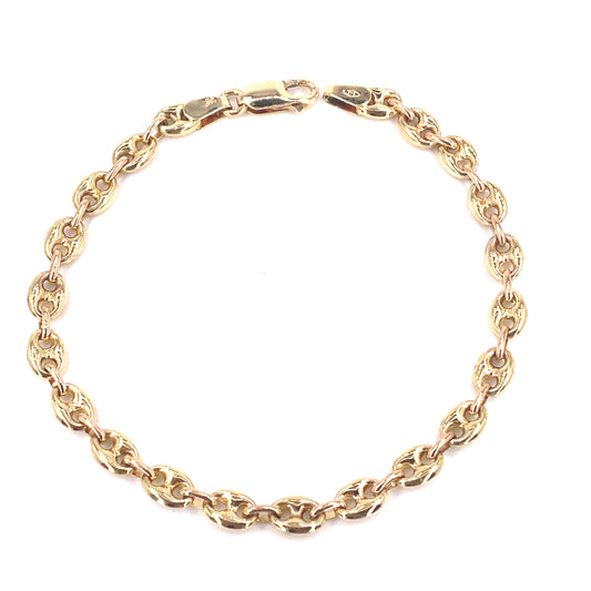 Women’s 9ct Yellow Gold Hollow Anchor Link Braclet - 4.8g 7.5”