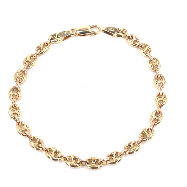 Women’s 9ct Yellow Gold Hollow Anchor Link Braclet - 4.8g 7.5”