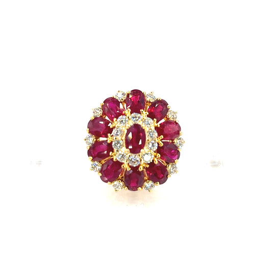 Women’s 18ct Yellow Gold Diamond & MayanMarian Ruby Cocktail Ring