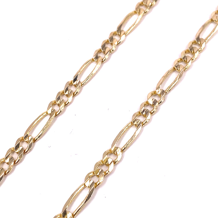 Unisex 9ct Yellow Gold Figaro Chain - 24” 11.2g