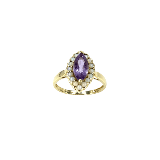 9CT Amethyst and Pearl Ring - Hyman’s Jewellers