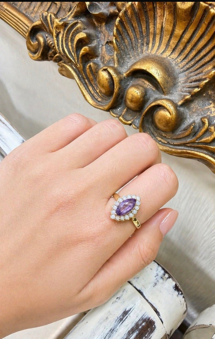9CT Amethyst and Pearl Ring - Hyman’s Jewellers