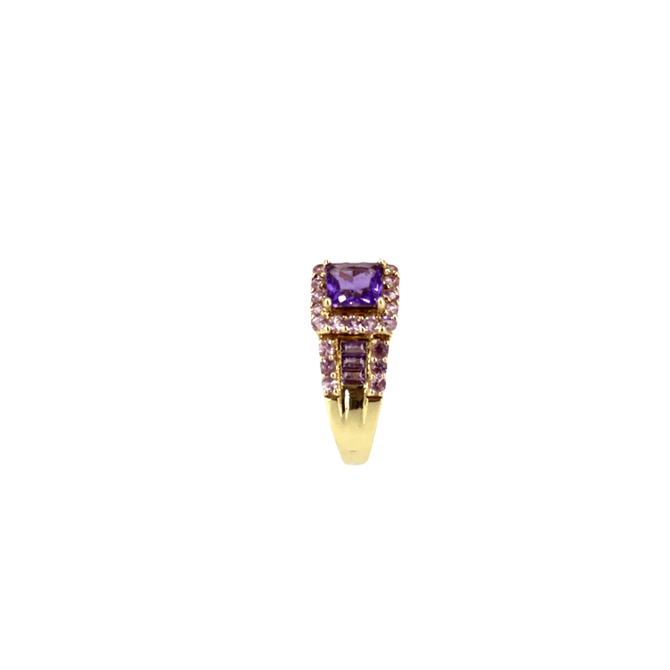 9CT Amethyst and Pink Gemstone Cocktail Ring in Yellow Gold - Hyman’s Jewellers