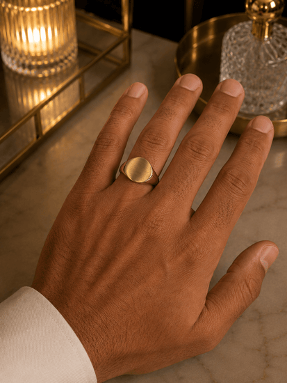 9ct Classic Oval Yellow Gold Signet Ring - Hyman’s Jewellers