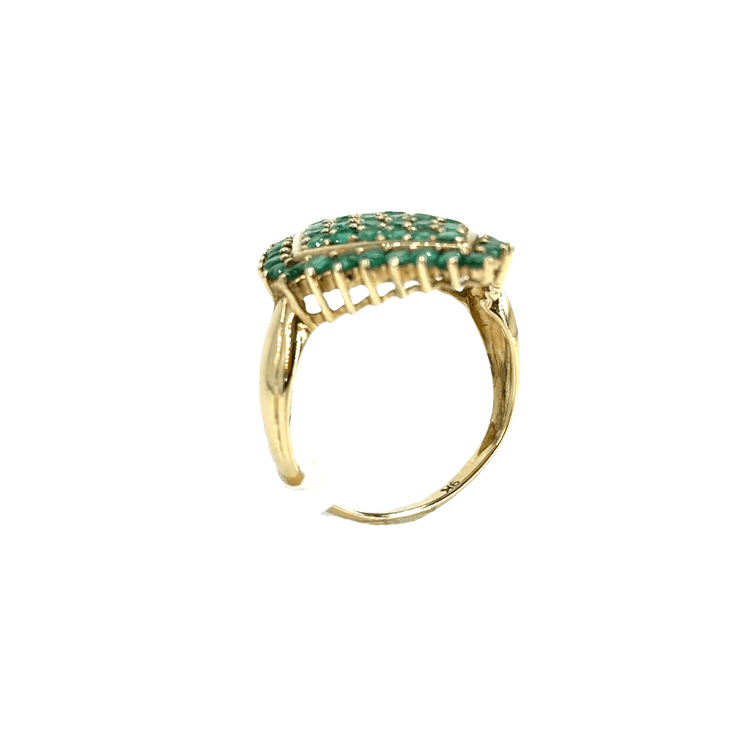 9CT Diamond - Shaped Emerald Cluster Cocktail Ring in Yellow Gold - Hyman’s Jewellers