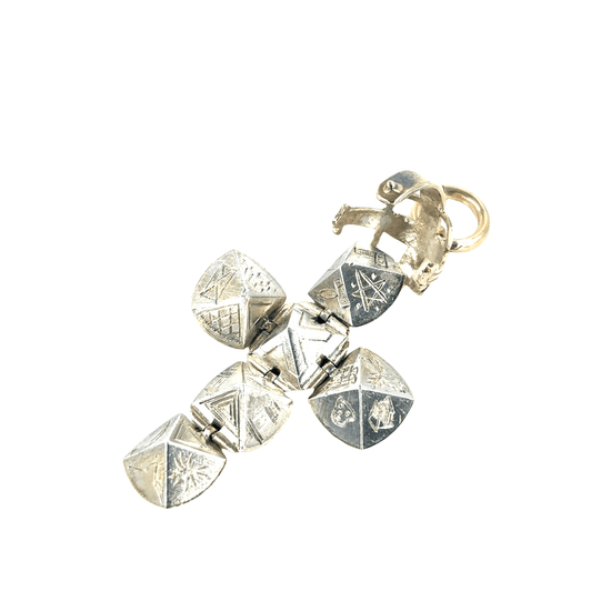 9ct Gold Plated 925 Silver Geometric Cross Masonic Pendant with Engraved Details - Hyman’s Jewellers