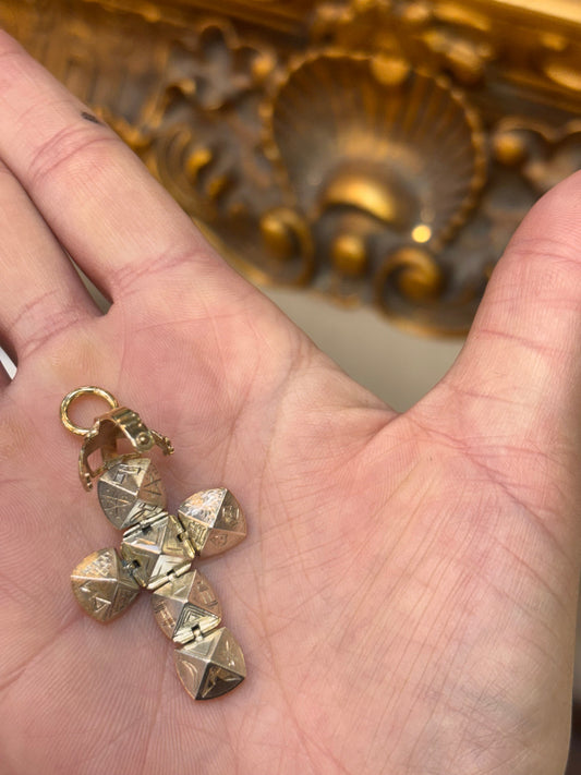 9ct Gold Plated 925 Silver Geometric Cross Masonic Pendant with Engraved Details - Hyman’s Jewellers