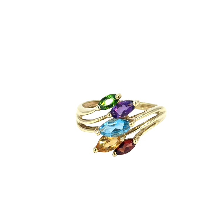 9CT Multi - Stone Marquise Gemstone Ring in Yellow Gold - Hyman’s Jewellers