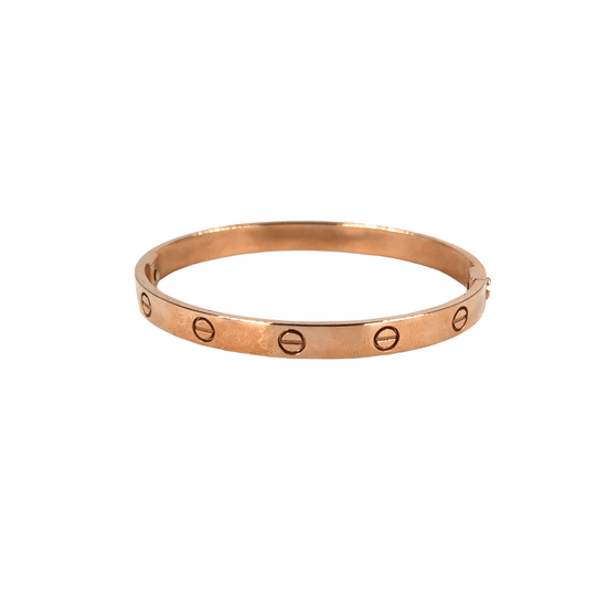 9CT Rose Gold Bangle Bracelet with Screw Style - Hyman’s Jewellers