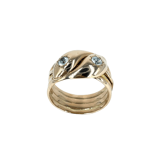 9ct Rose Gold Double-Headed Snake Ring with Diamonds - Hyman’s Jewellers