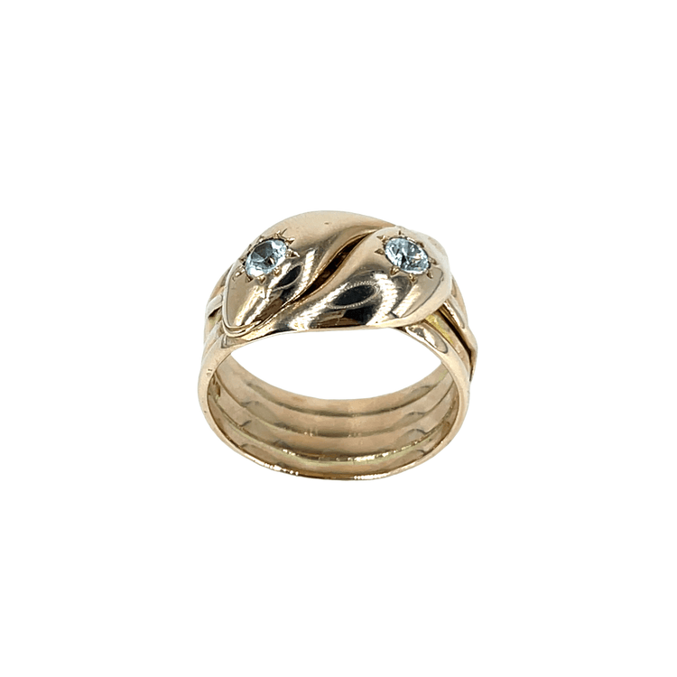 9ct Rose Gold Double-Headed Snake Ring with Diamonds - Hyman’s Jewellers
