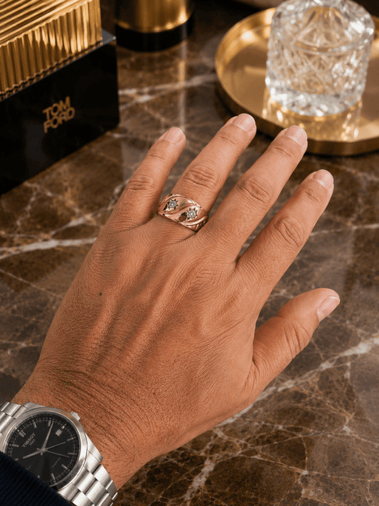 9ct Rose Gold Double-Headed Snake Ring with Diamonds - Hyman’s Jewellers