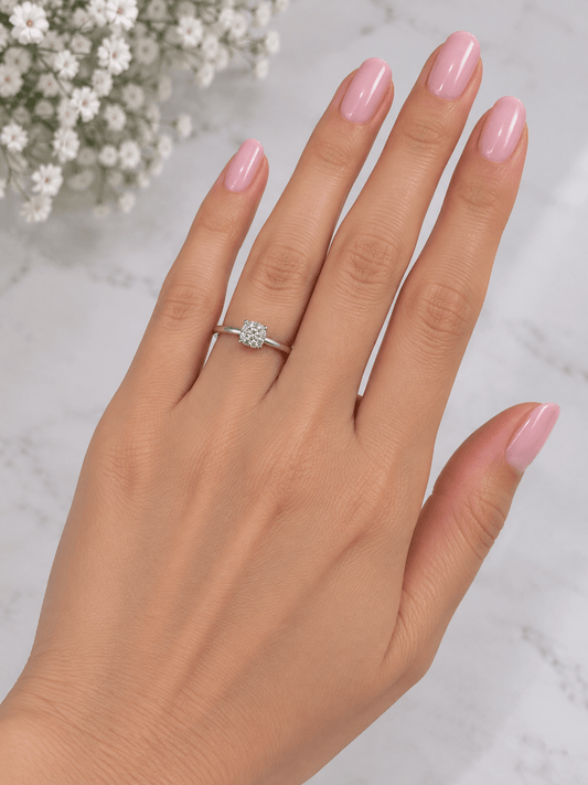 9CT White Gold Diamond Cluster Ring 2.1g - Hyman’s Jewellers