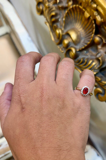 9CT Yelllw Gold Orange Stone Ring 3g - Hyman’s Jewellers