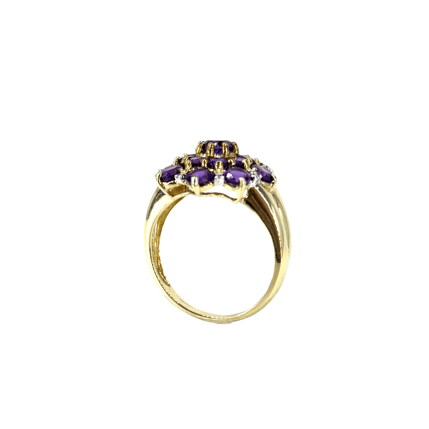 9CT Yellow gold Amethyst and Dia Cluster Ring - Hyman’s Jewellers