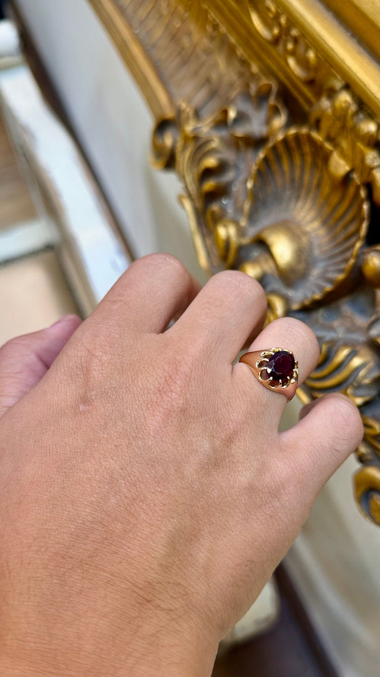 9CT Yellow Gold Amethyst Gypsy Ring 4.3g - Hyman’s Jewellers