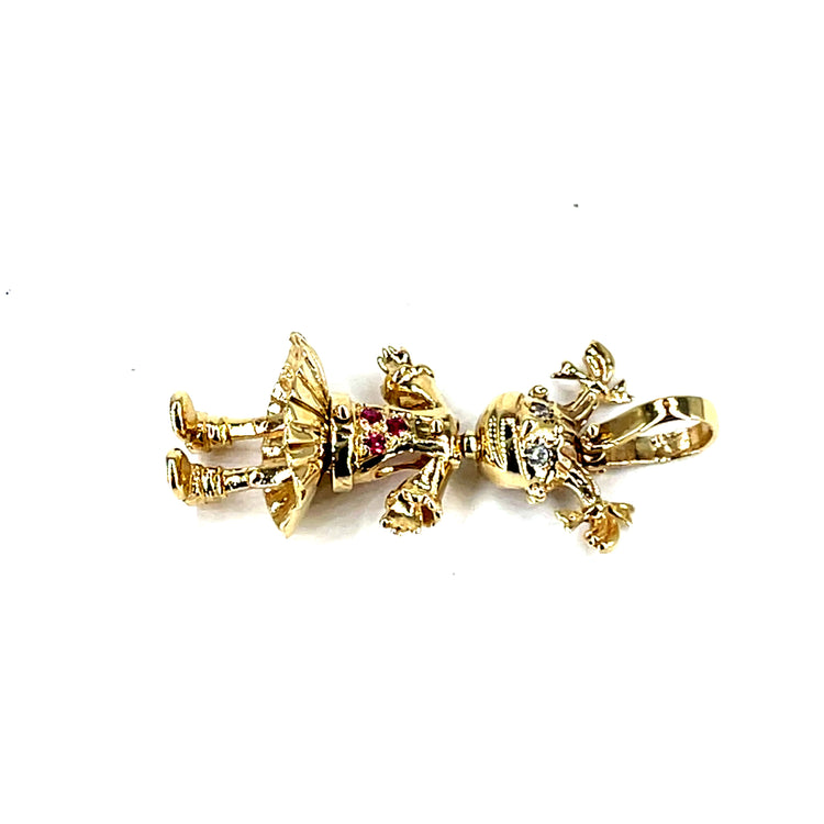 9ct Yellow Gold Articulated Girl Pendant with Ruby Accents 4.6g - Hyman’s Jewellers
